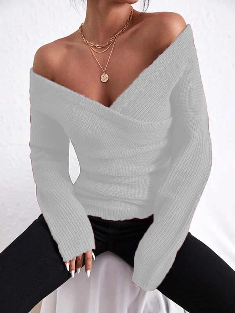 Pull à enroulement décontracté pour femmes avec un décolleté en V profond et une coupe décontractée Chic und Still
