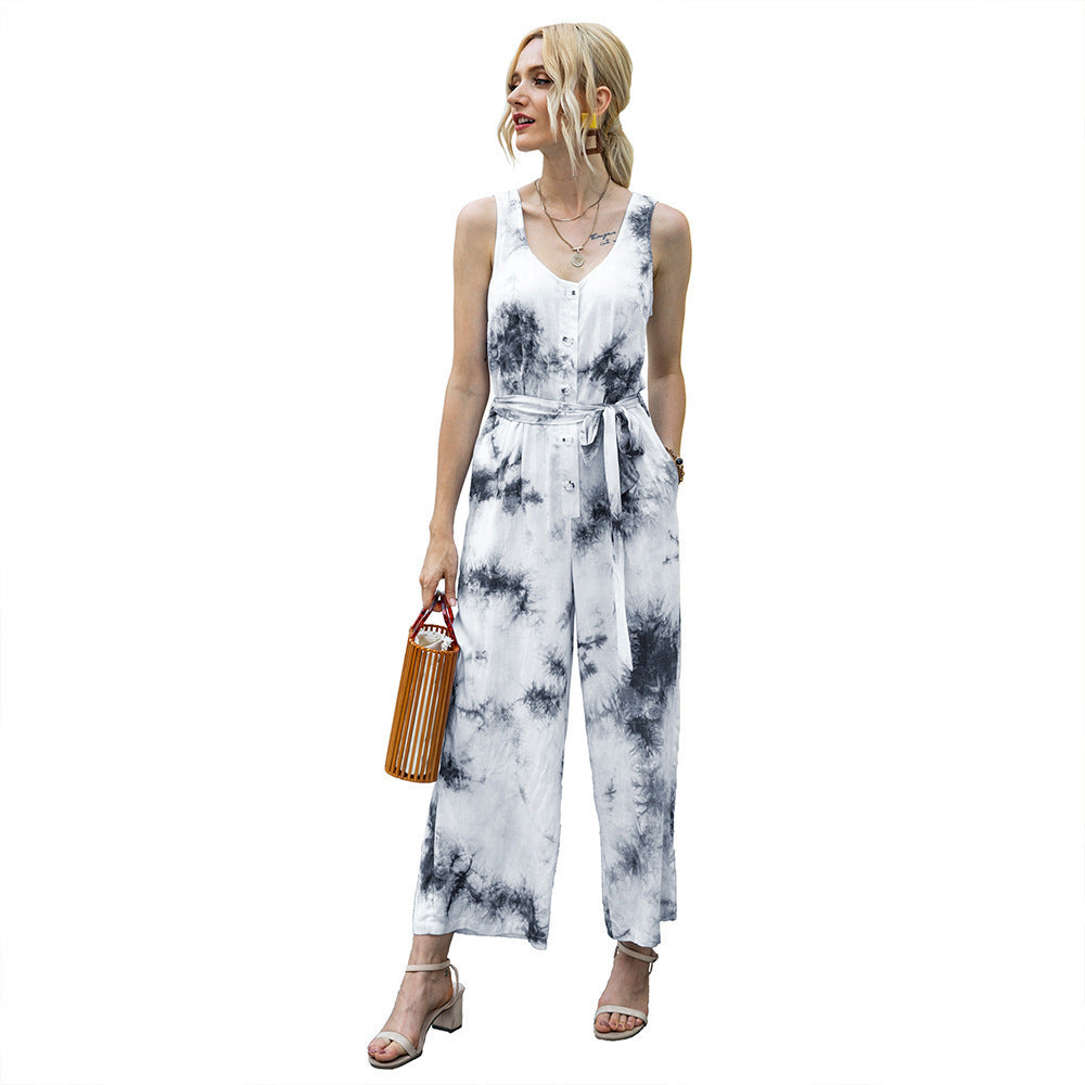 Dames combinaison décontractée avec ceinture tendance et patte de boutonnage Chic und Stil