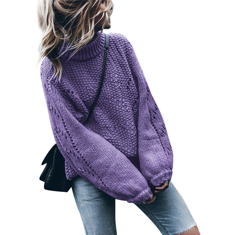 Pull en grosse maille pour femmes avec coupe large et col roulé tendance Chic und Stil