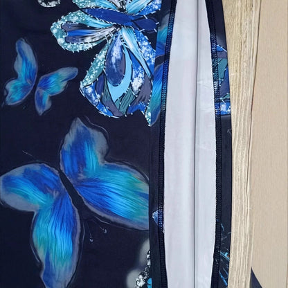 Robe maxi pour femmes avec un design de papillon scintillant et des poches pratiques Chic und Stil