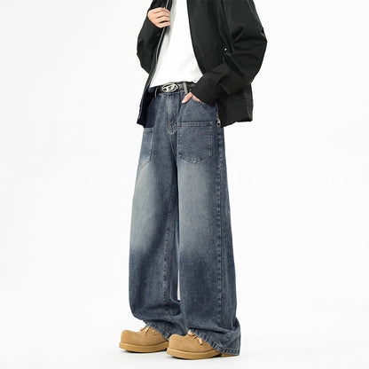 Denim pants for women, wide fit with elastic waistband and modern details Chic and Style