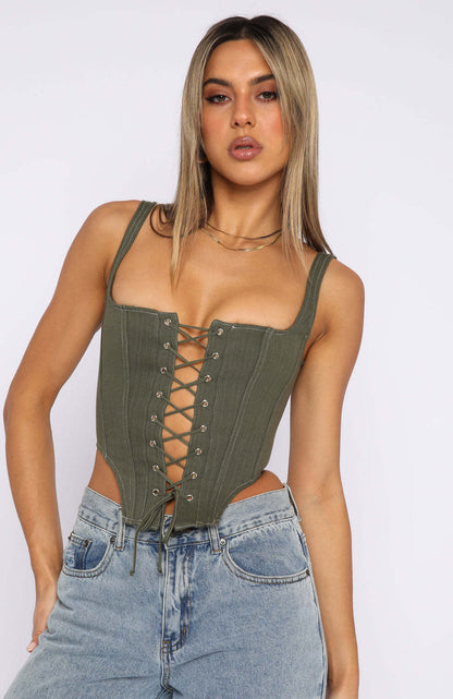 Corset supérieur pour femmes avec lacet et décolleté plongeant Chic und Stil