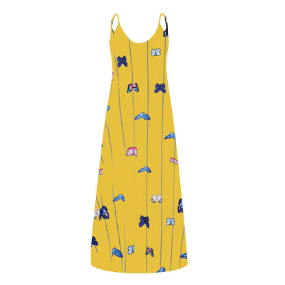 Robe maxi florale pour femmes avec des bretelles spaghetti Chic und Stil