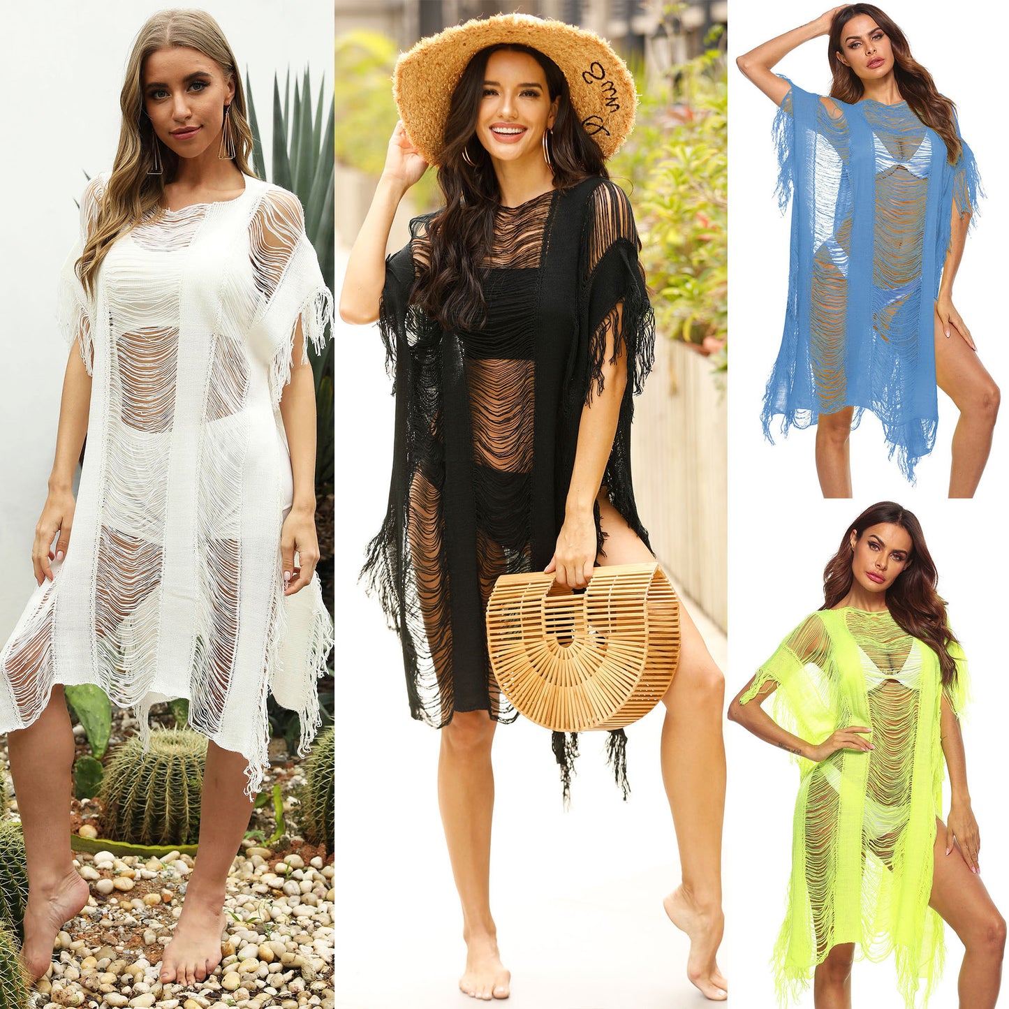 Dames Bohème Chic Franges couverture Kaftan Chic und Stil