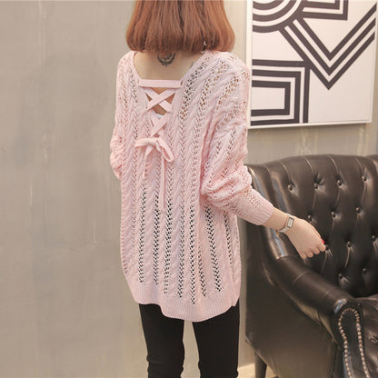Pull en tricot pour femmes avec design épaule dénudée et lacets au dos Chic und Stil