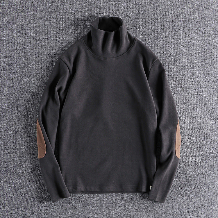 Pull en polaire à col montant pour hommes avec des coudières contrastantes Chic und Stil