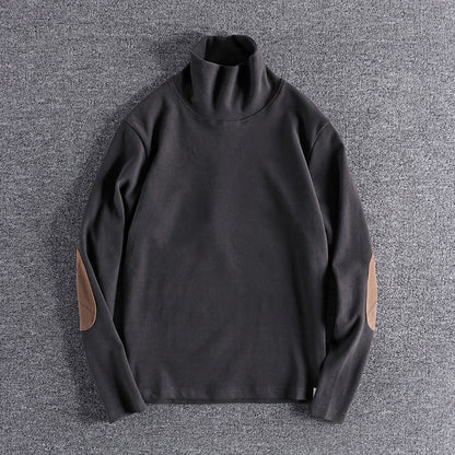 Pull en polaire à col montant pour hommes avec des coudières contrastantes Chic und Stil