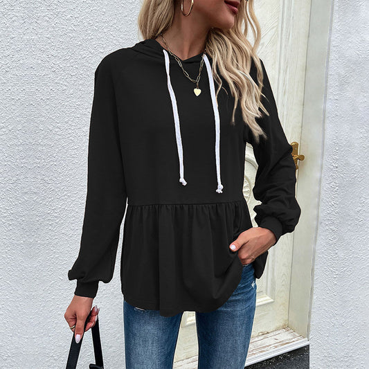 Blouse à capuche décontractée pour femmes avec coupe asymétrique et détails en volants Chic und Stil