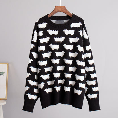 Pull en tricot pour femmes avec un design de mouton original Chic und Stil