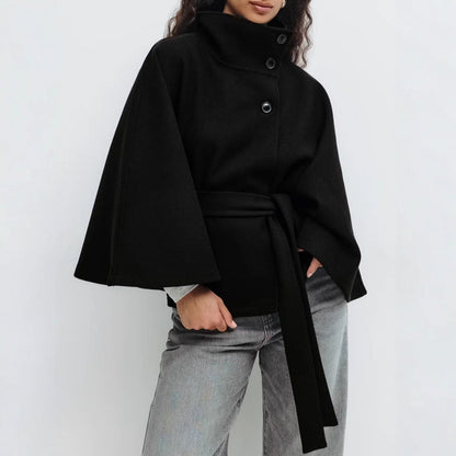 Dames élégant et confortable manteau en laine avec ceinture à la taille Chic und Stil