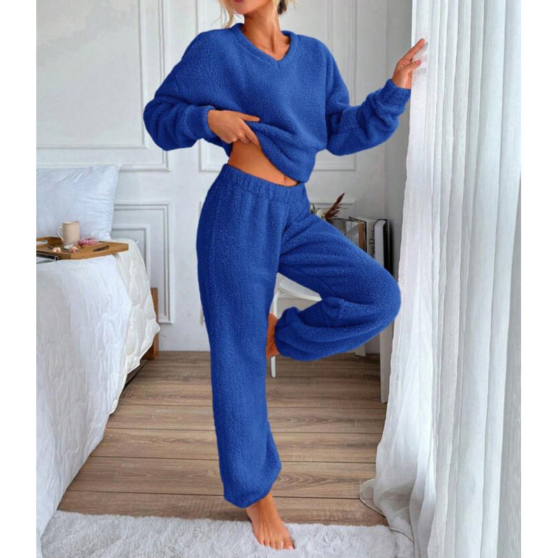 Dames Ensemble de lounge en polaire douillet avec taille élastique Chic und Stil