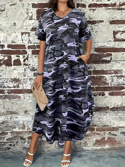 Robe Maxi Camo Imprimé de Loisirs pour Femmes Chic und Stil
