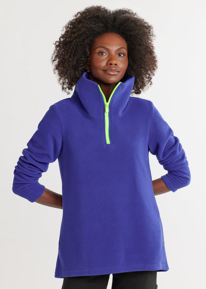 Pull en polaire pour femmes avec col montant et fermeture éclair sportive Chic und Stil