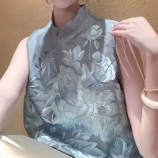 Blouse en soie brodée pour femmes Chic und Stil