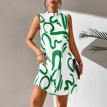 Robe mini A-lignes pour femmes avec motif graphique moderne et col montant Chic und Stil