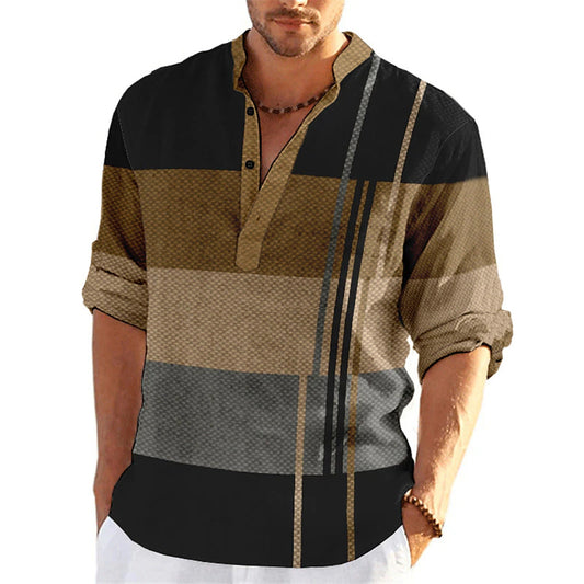 Chemise popover rayée décontractée pour hommes Chic und Stil
