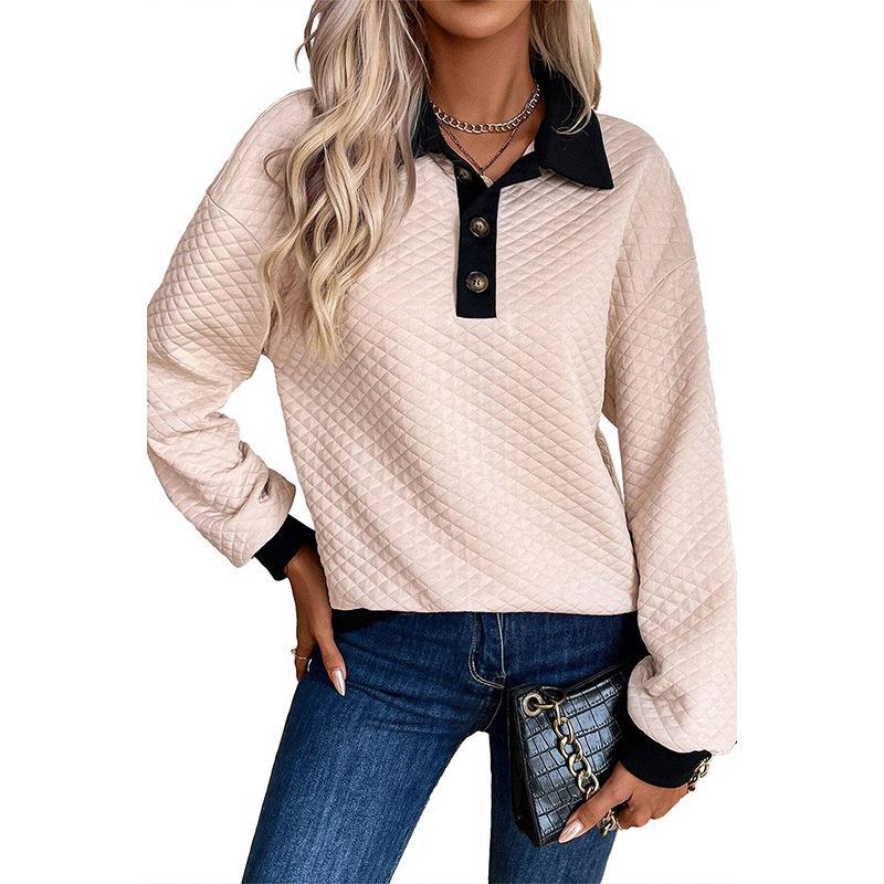 Pull-over matelassé oversize pour femmes avec col classique et détails pratiques de boutons Chic und Stil
