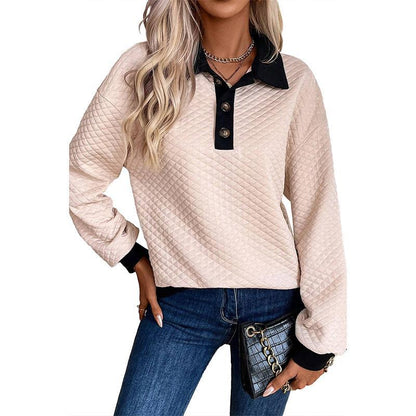 Pull-over matelassé oversize pour femmes avec col classique et détails pratiques de boutons Chic und Stil