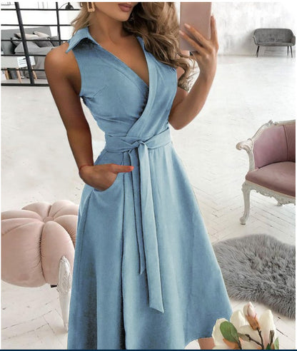 Robe portefeuille pour femmes avec décolleté en V élégant et ceinture à la taille Chic und Stil
