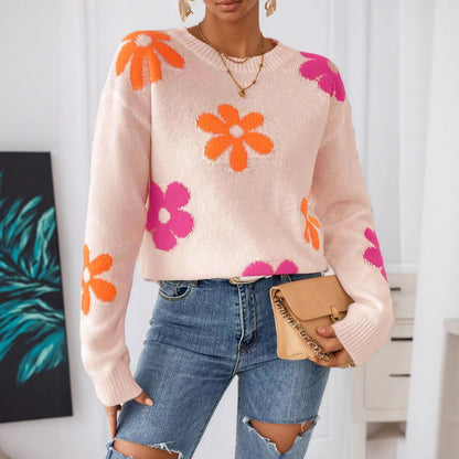 Pull femme avec design floral et encolure ronde Chic und Stil