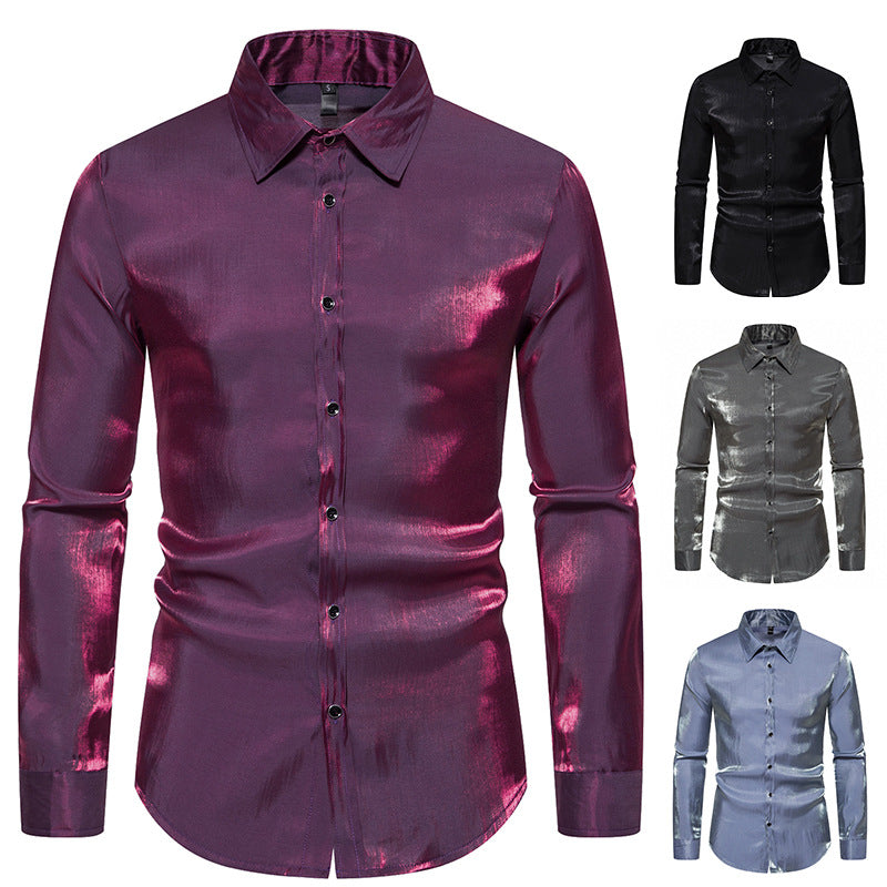 Chemise à manches longues pour hommes avec finition brillante et coupe élégante Chic und Stil