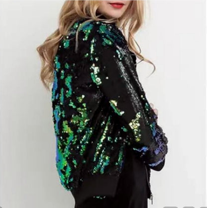 Dames Bling Bomber Jacket Chic und Stil