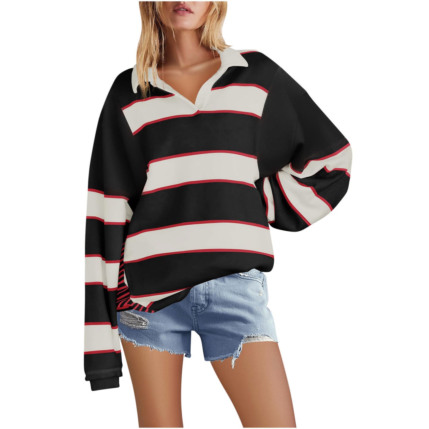 Pull ample dames avec design rayé et coupe lâche Chic und Stil