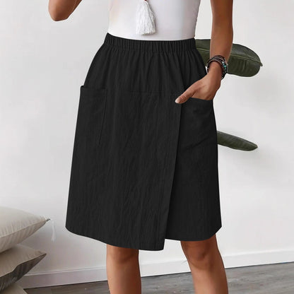 Jupe portefeuille mi-longue pour femmes avec taille élastique et poches pratiques Chic und Stil