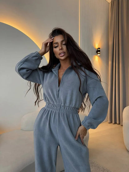 Dames combinaison décontractée avec col montant et taille ajustable Chic und Stil