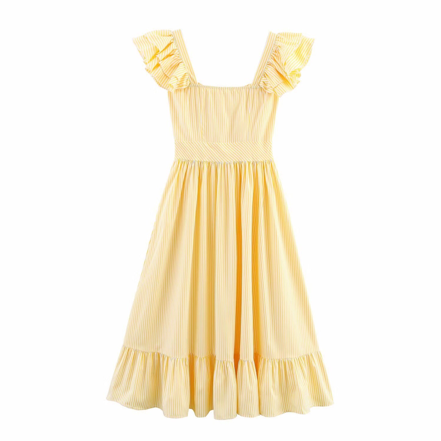 Robe maxi femme avec design volumineux en volants et fermeture à boutons Chic und Stil