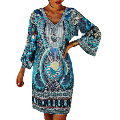 Robe Cover-Up à motifs bohémiens pour femmes Chic und Stil