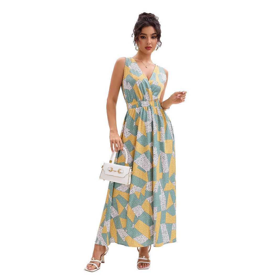 Robe maxi à imprimé géométrique Chic und Stil pour femmes