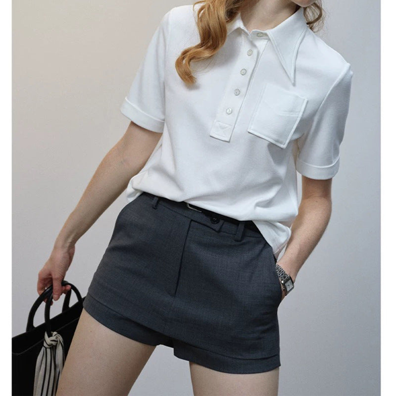 Chemise polo classique pour femmes avec détail de poche Chic und Stil