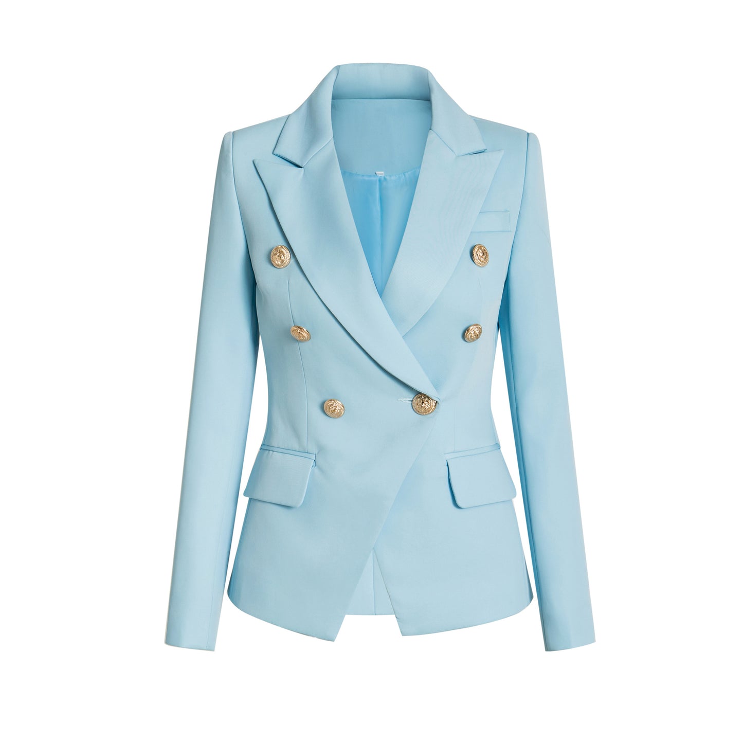 Dames Élégante Blazer à Doublé Rangée avec Boutons Dorés Chic und Stil