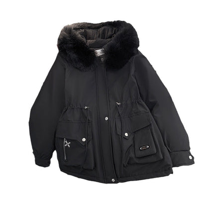 Dame manteau d'hiver avec col en fausse fourrure amovible et poches pratiques Chic und Stil