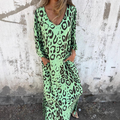 Robe maxi à décolleté en V pour femmes avec poches latérales et coupe décontractée Chic und Stil