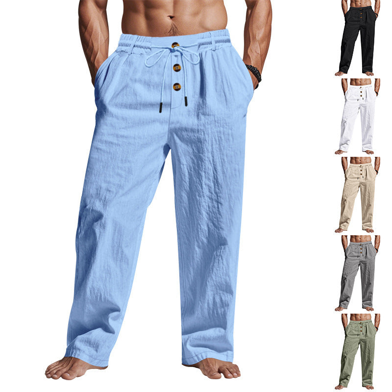 Casual linen pants for men with practical button details Chic und Stil