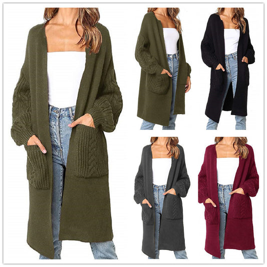 Cardigan long pour femme en tricot avec motif en relief et poches pratiques Chic und Stil