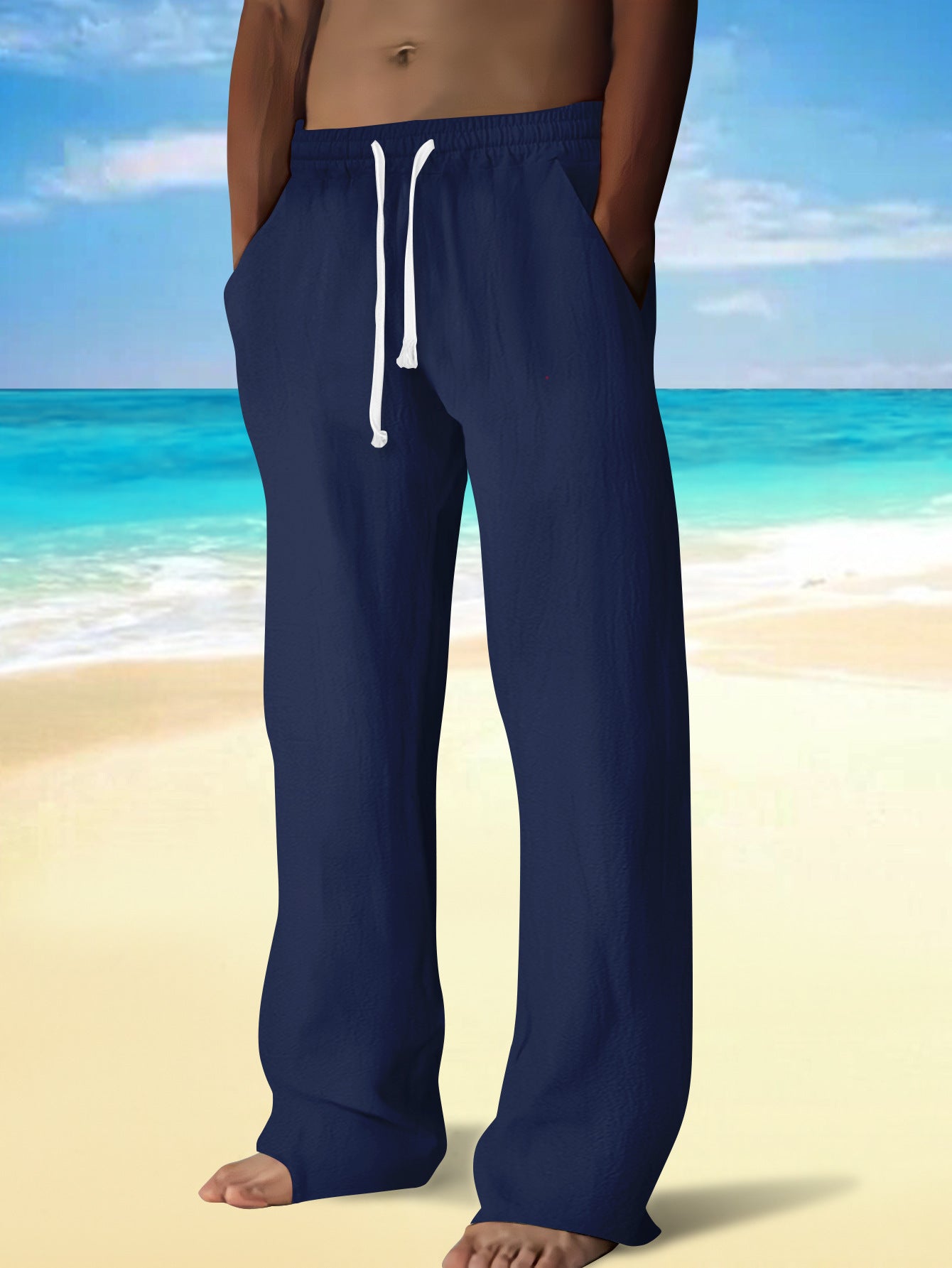 Casual beach pants for men with elastic waistband and practical pockets Chic and Style