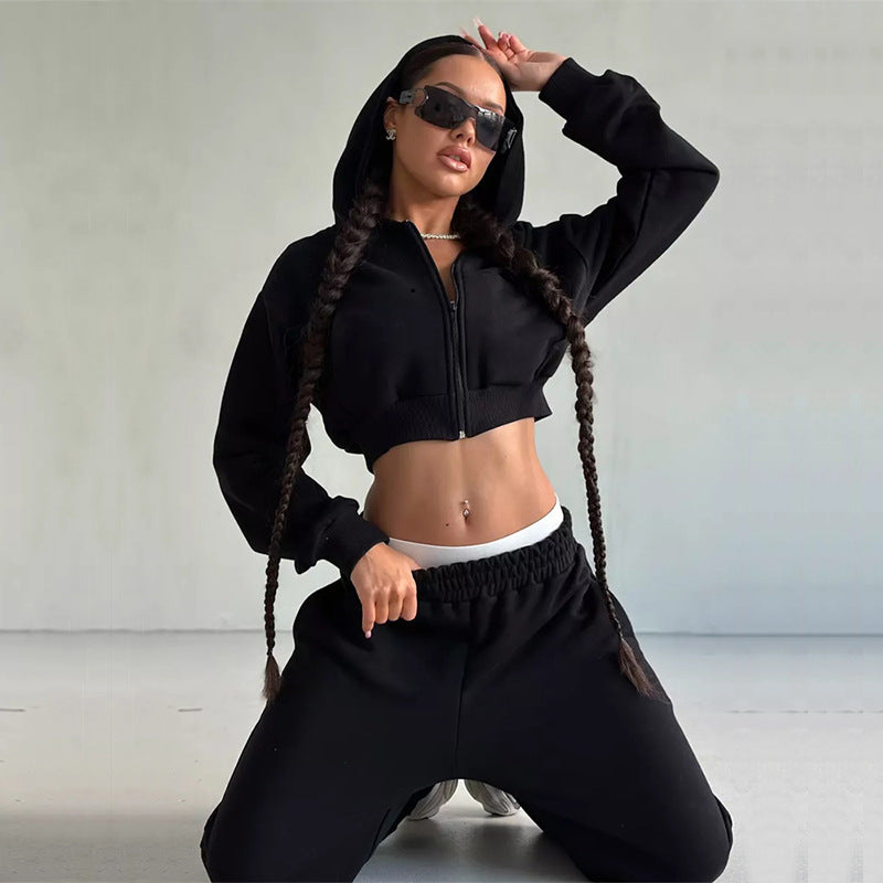 Women's modern Cropped Hoodie and wide jogger pants Set Chic and Style