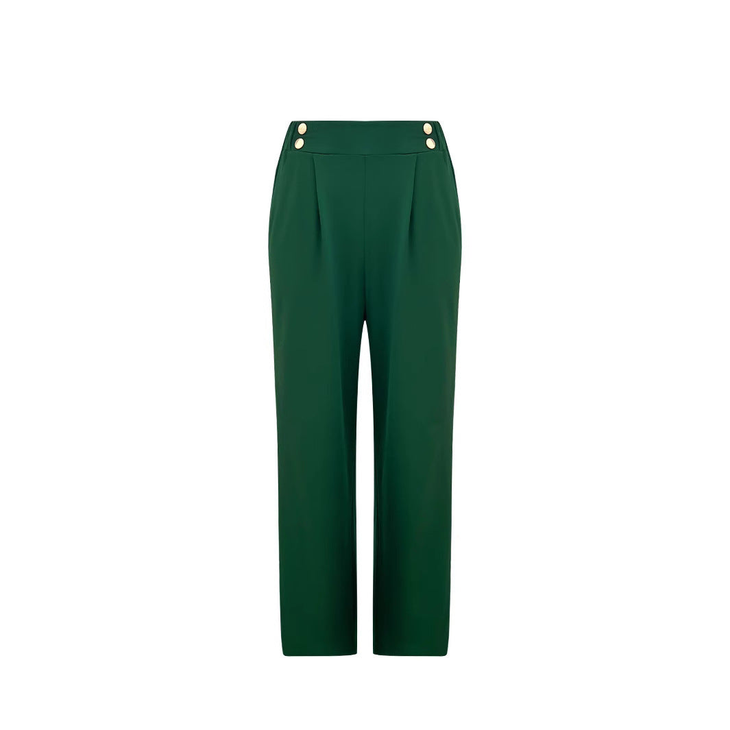 High-waisted flared pants for women with elegant button details Chic und Stil