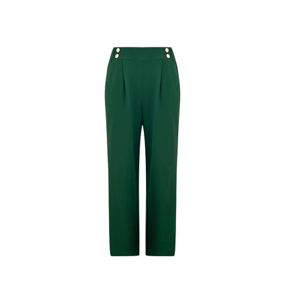 High-waisted flared pants for women with elegant button details Chic und Stil