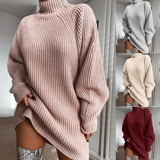 Pull en grosse maille pour femmes avec col haut Chic und Stil