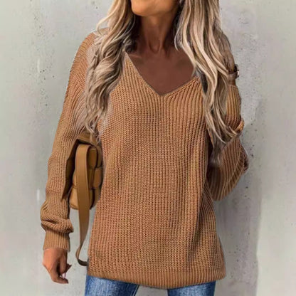 Pull-over en tricot épais à encolure en V pour femmes avec coupe décontractée Chic und Stil