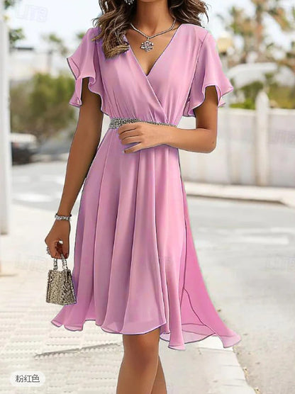 Robe portefeuille à volants fluides pour femmes Chic und Stil