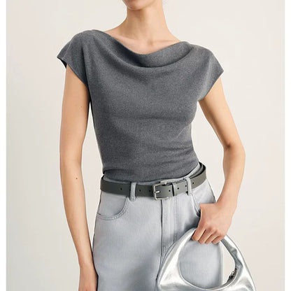 T-shirt contemporain à col drapé pour femmes Chic und Stil