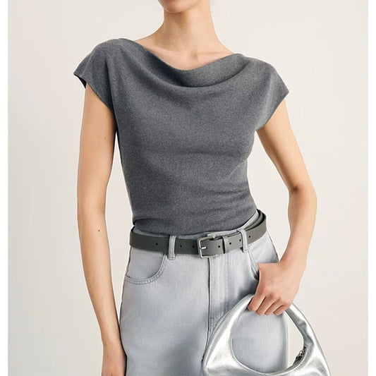 T-shirt contemporain à col drapé pour femmes Chic und Stil