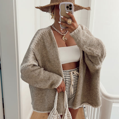 Cardigan en tricot décontracté pour femmes avec des détails de contraste attrayants Chic und Stil