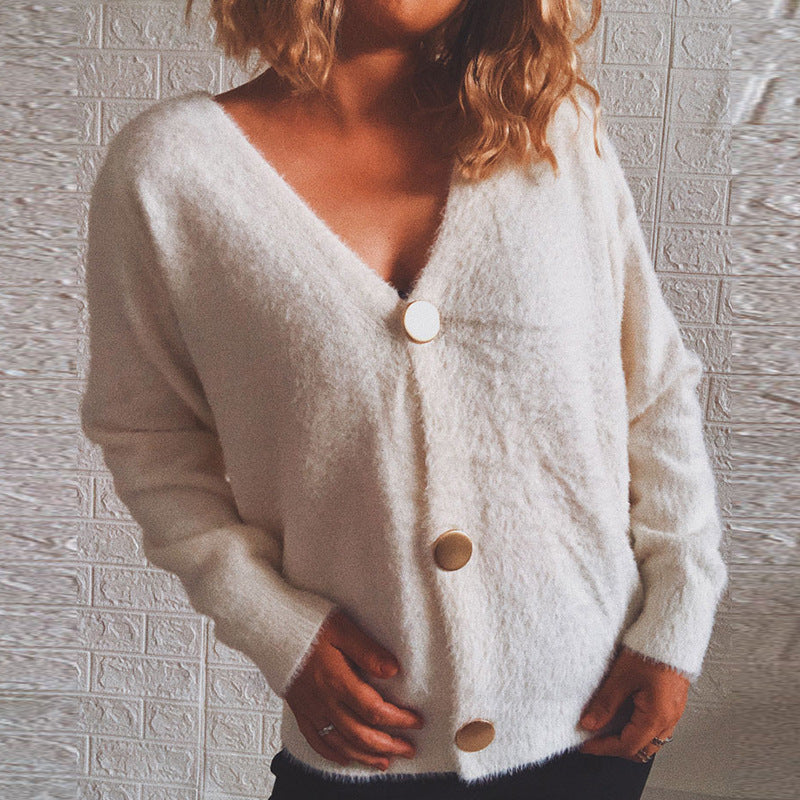 Dames Pull à cardigan douillet avec détails de boutons et design ample Chic und Stil