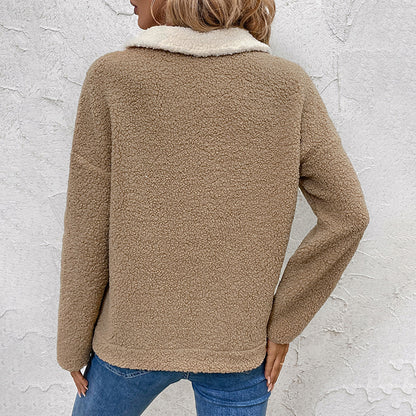 Pull en polaire pour femmes avec demi-fermeture éclair et poches Chic und Stil